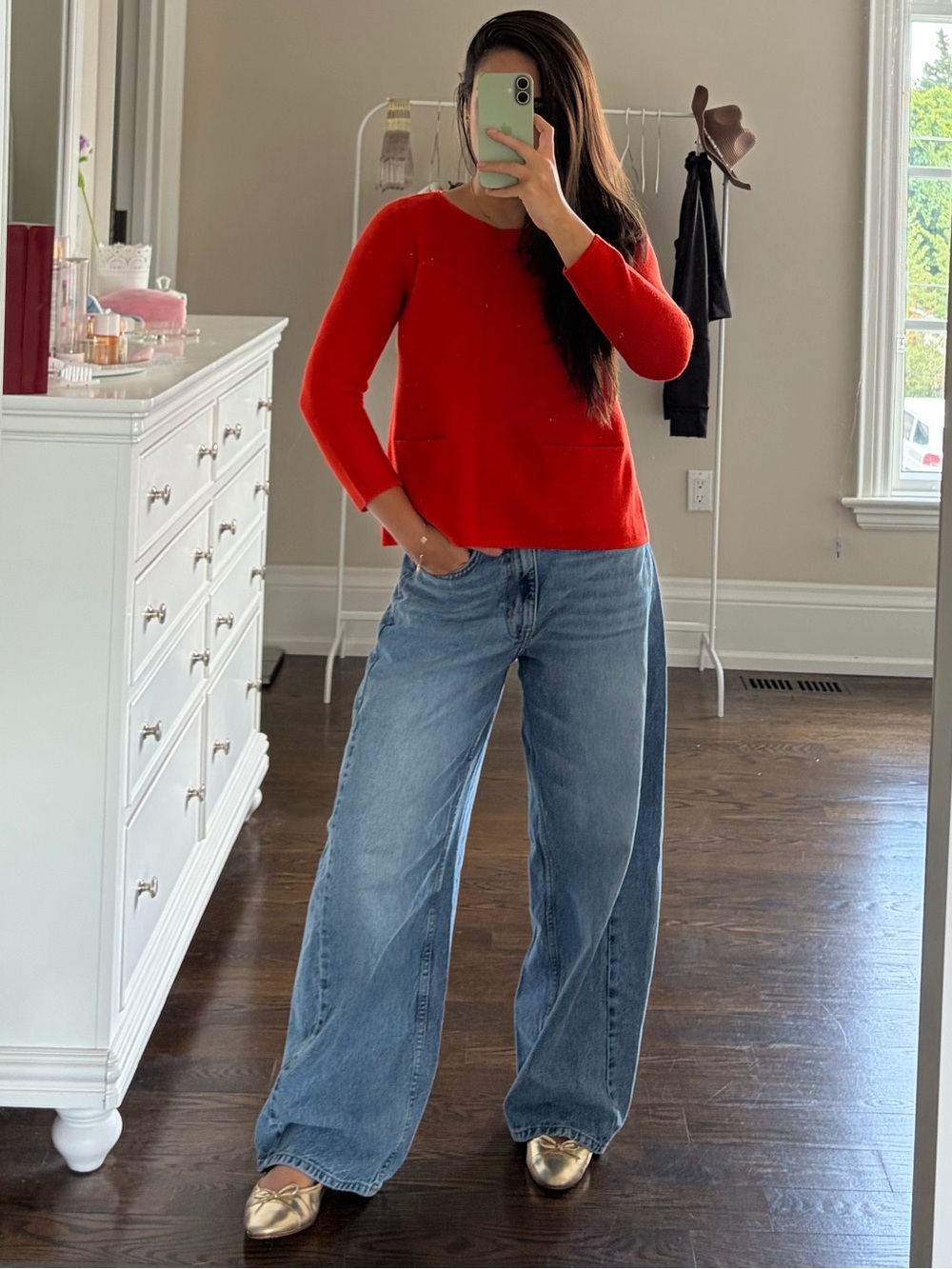 COS Bright Red Knit Crewneck Sweater